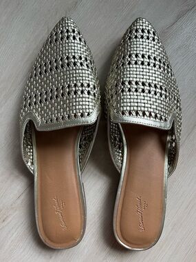 Woven Metallic Slip-On Mules